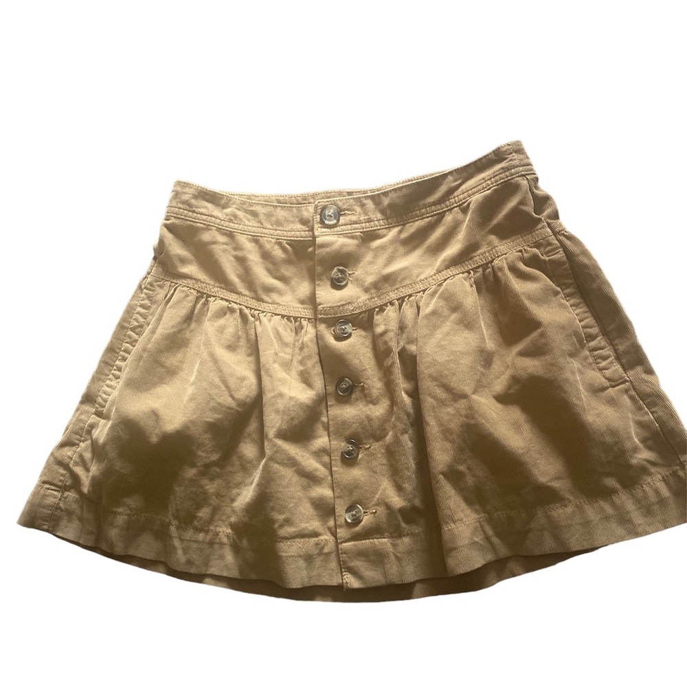 American Eagle Outfitters Corduroy Mini Skirt WOMENS Size 4 Tan Brown Button‎
